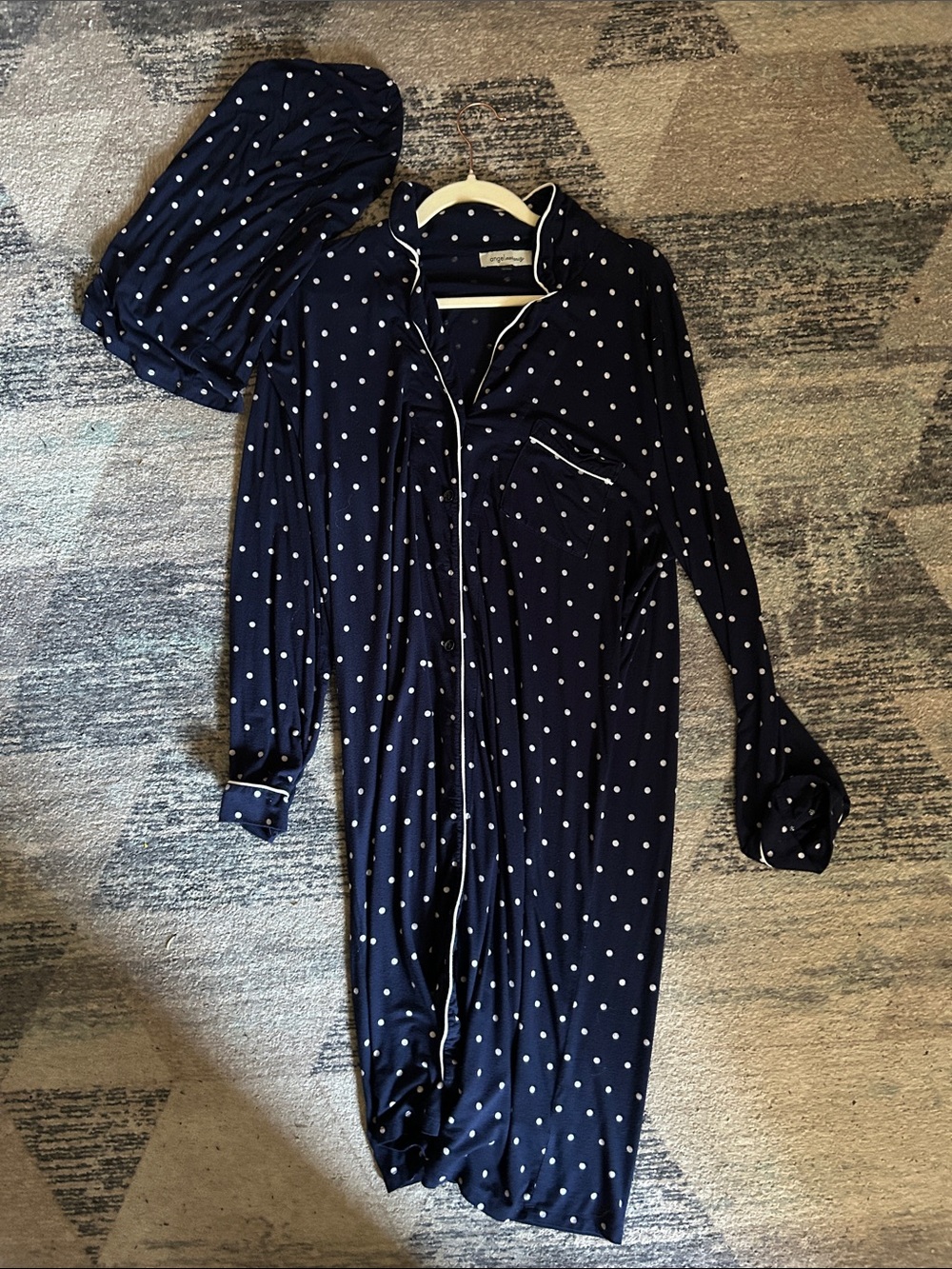 Women's Navy Polka Dot Long-Sleeve Pajama Set
